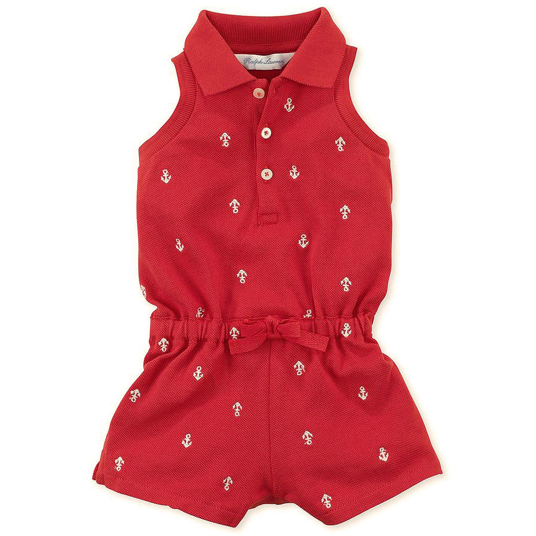 Schiffli Anchor Polo Romper