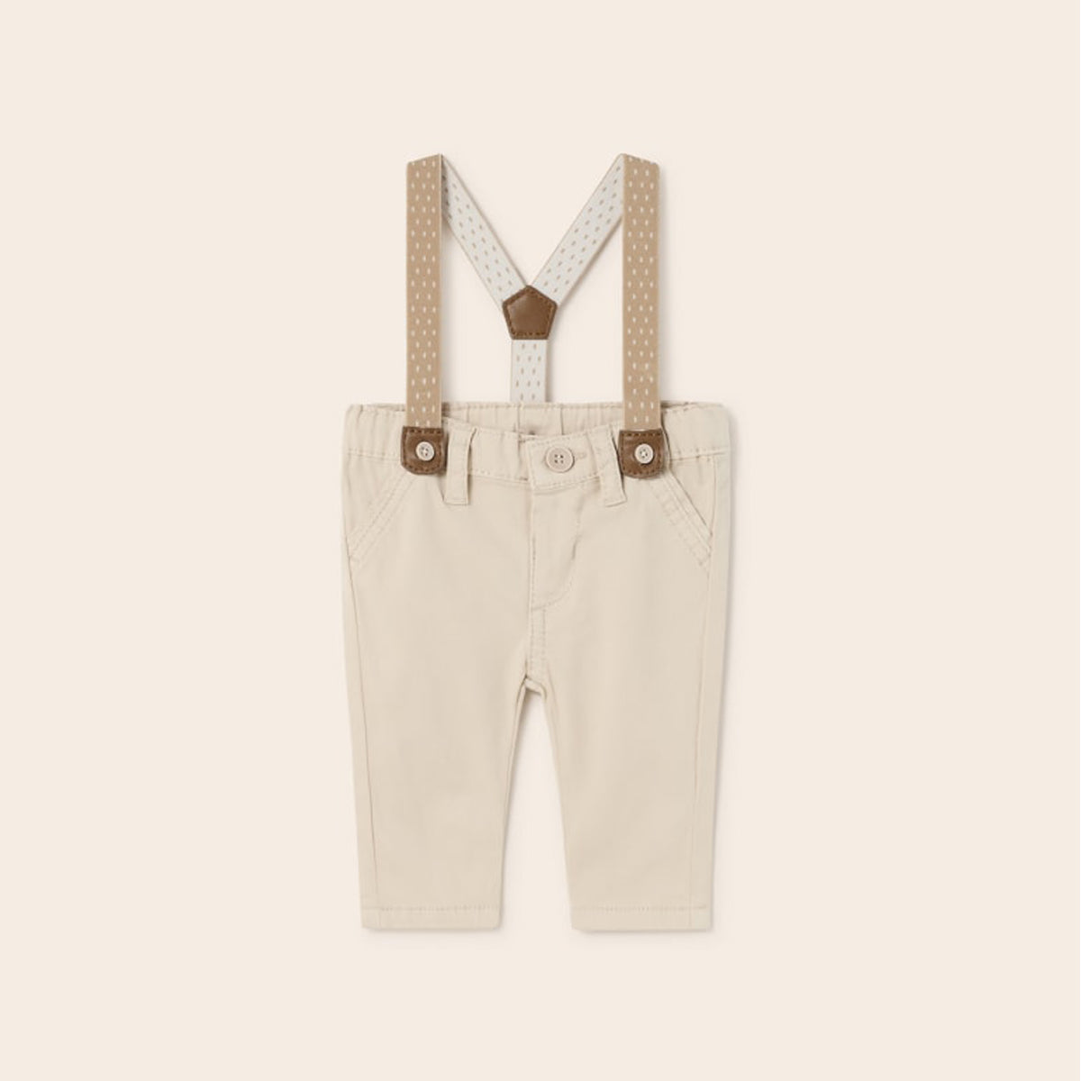 Newborn Beige Pants with Suspenders