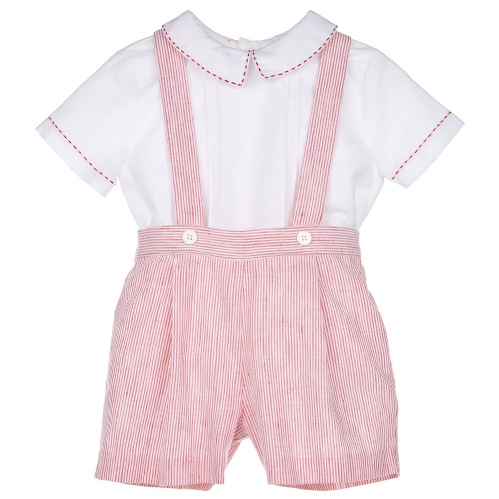 Red Suspenders Boy Set