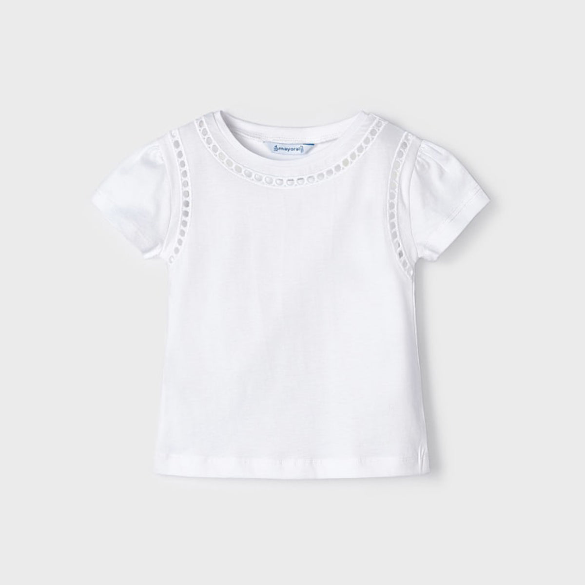 White Short Sleeve Embroidered T-shirt