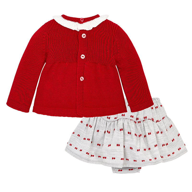 Red Knitted Sweater & Skirt Set