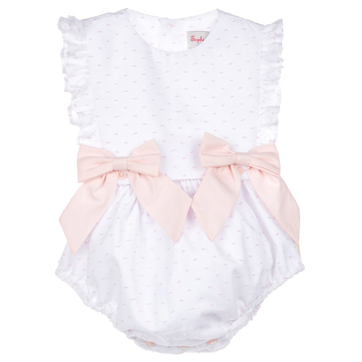 Pink Swiss Dot Overall Bubble