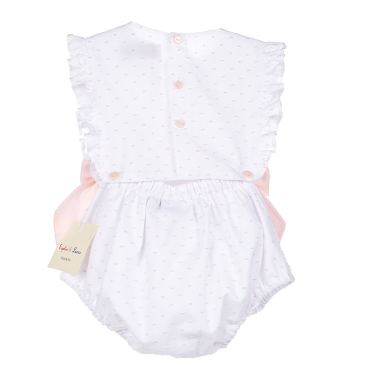 Pink Swiss Dot Overall Bubble