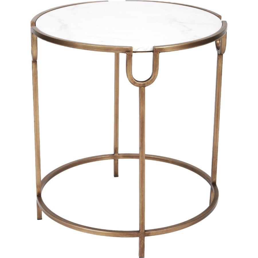 Bethany Gold Accent Table w/ White Marble Top