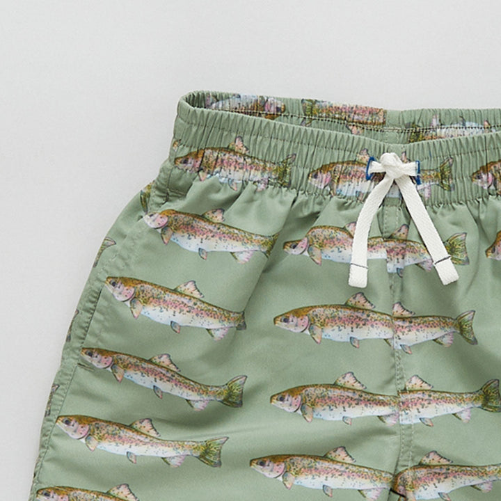 Baby & Boys Olive Rainbow Trout Swim Trunk