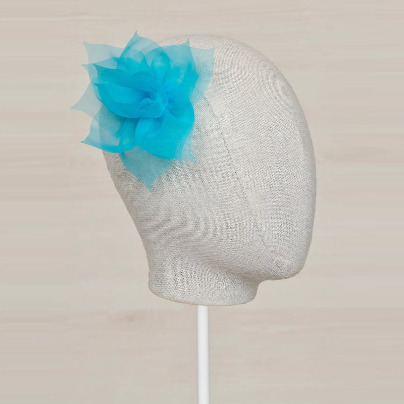 Turquoise Organza Flower Hair Clip
