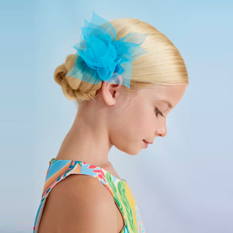 Turquoise Organza Flower Hair Clip