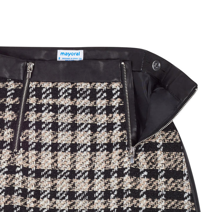 Leather & Metallic Tweed Skirt