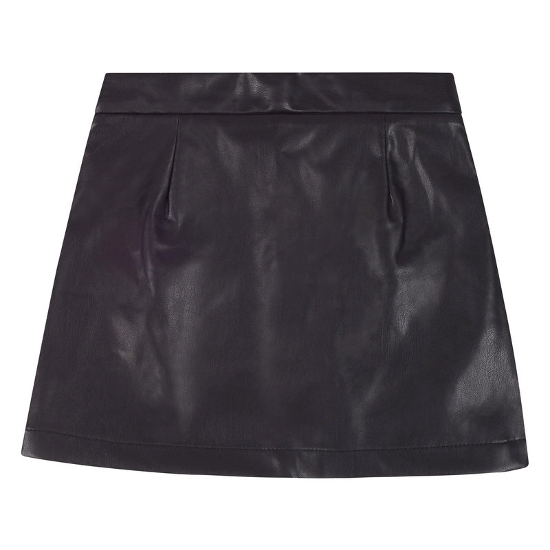 Leather & Metallic Tweed Skirt