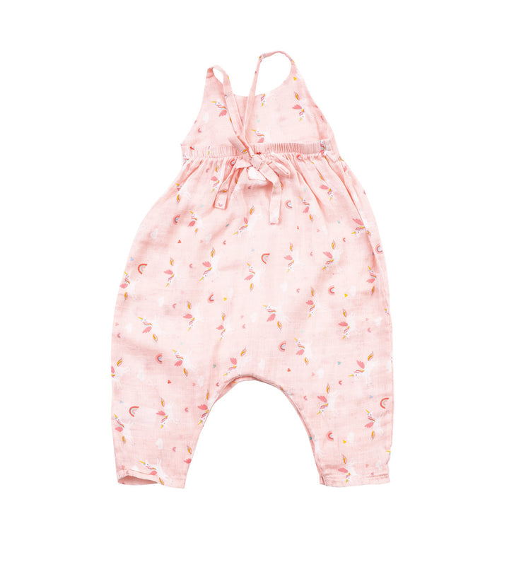 Pink Unicorn Tie Back Romper