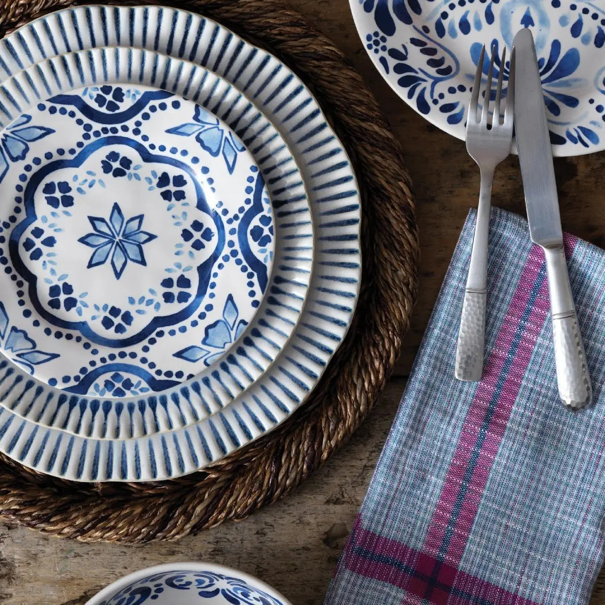 Sitio Stripe Indigo Dinner Plate