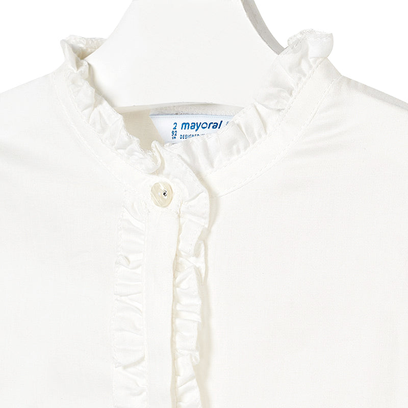 Ivory Cotton Ruffle Blouse