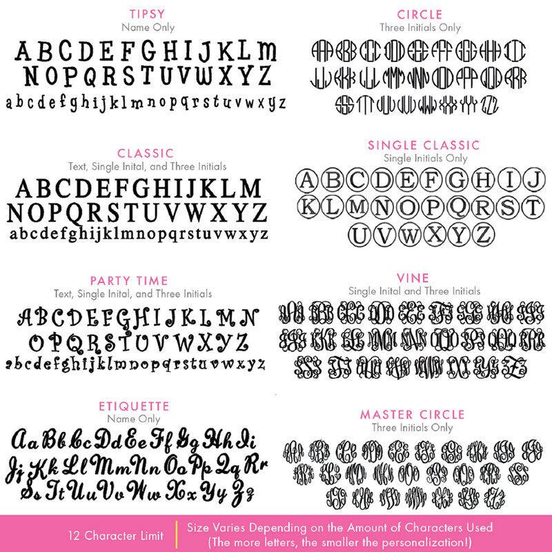 Personalize it - Monogram Font Style Options
