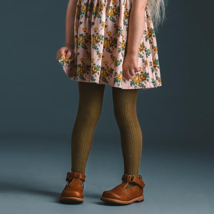 Olive Green Cable Knit Tights