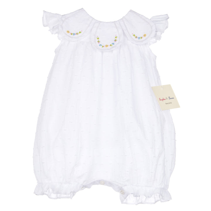 White Swiss Dot Petal Collar Embroidered Bubble