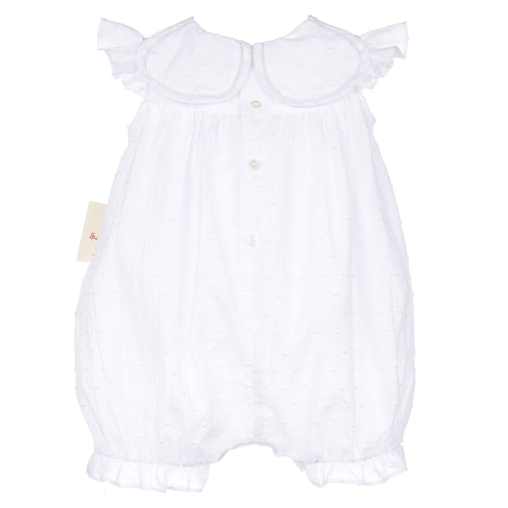 White Swiss Dot Petal Collar Embroidered Bubble