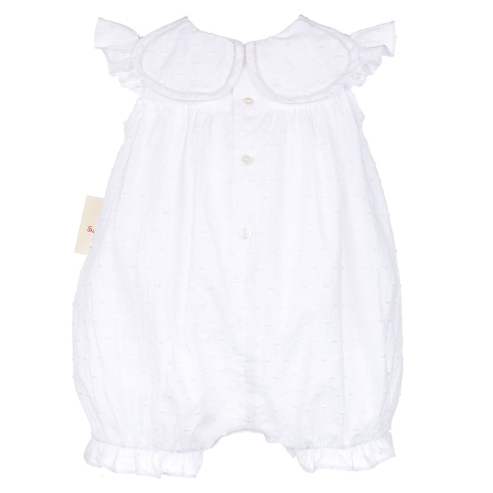White Swiss Dot Petal Collar Embroidered Bubble