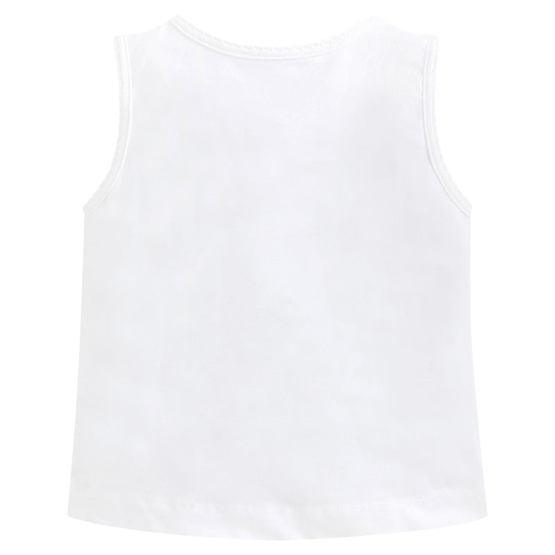 White Bow Embroidered Tank Top
