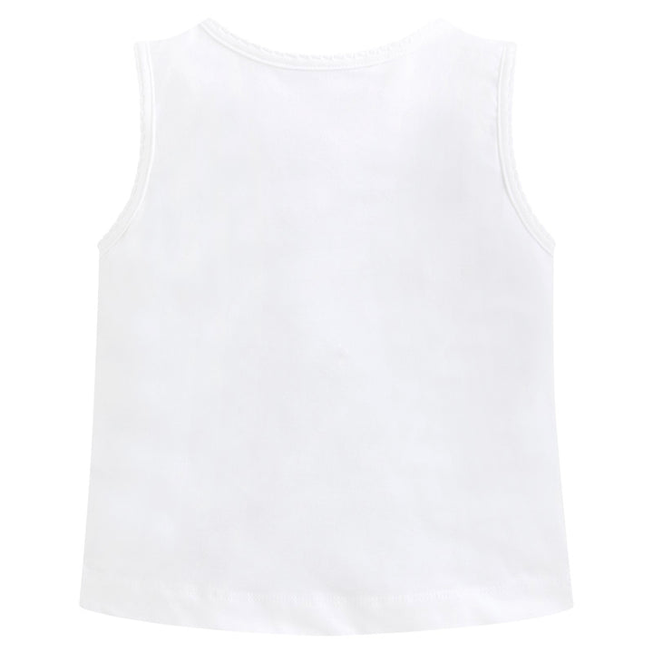 White Bow Embroidered Tank Top