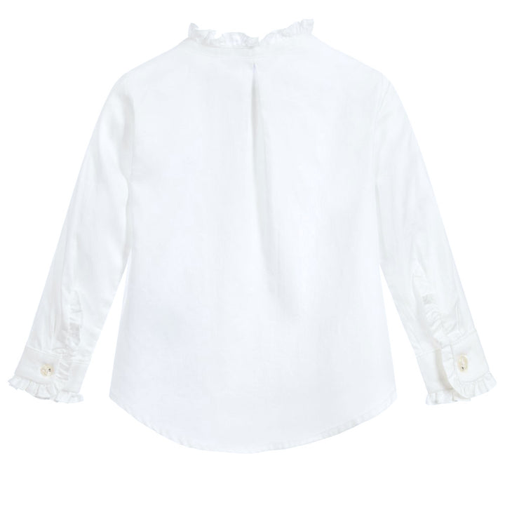 White Cotton Ruffle Blouse