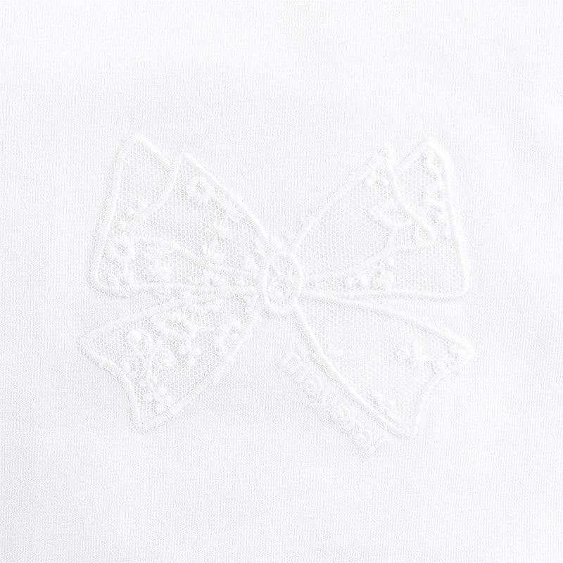 White Bow Embroidered Tank Top