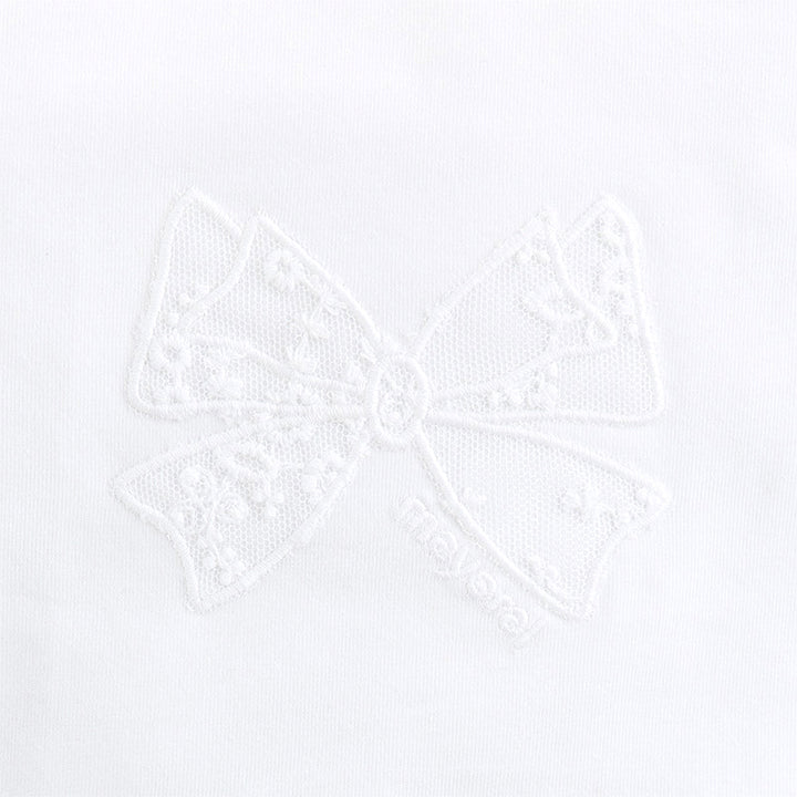 White Bow Embroidered Tank Top