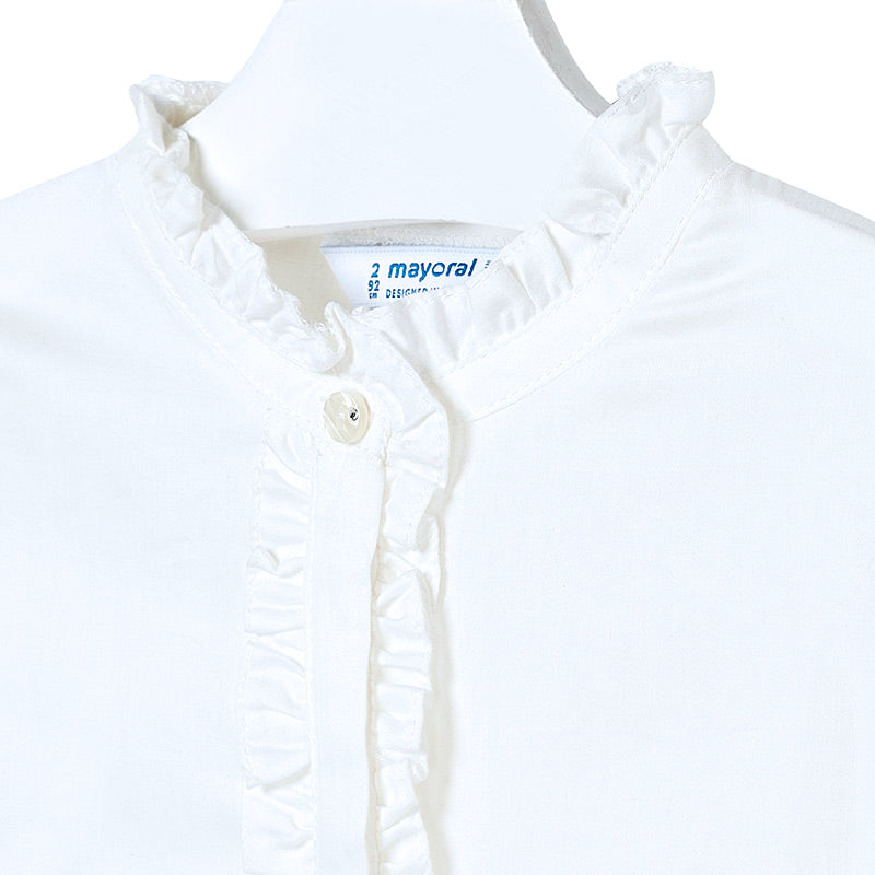 White Cotton Ruffle Blouse