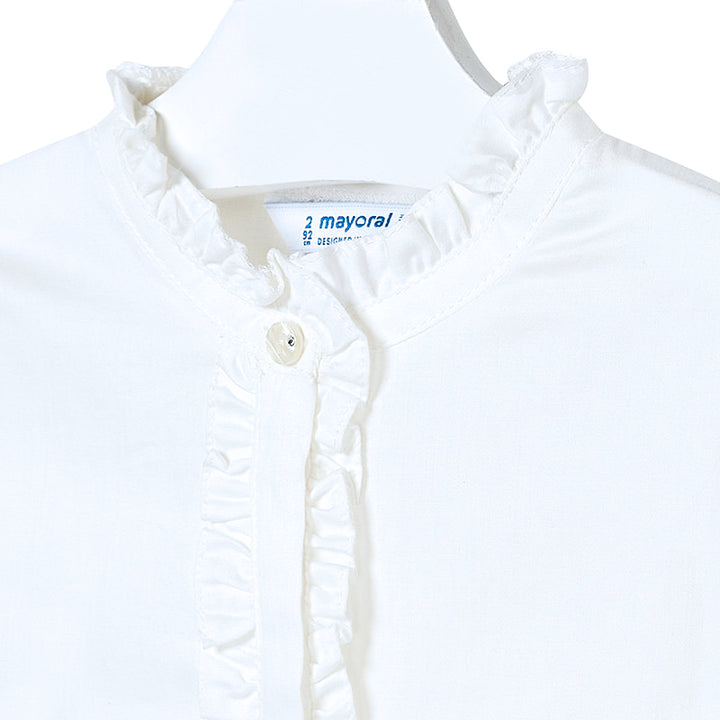 White Cotton Ruffle Blouse