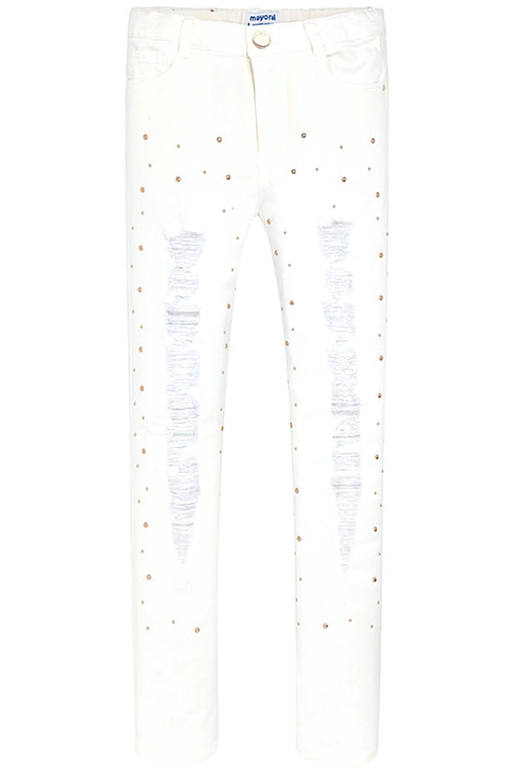 Mayoral - White Ripped Studded Jean - kkgivingtree - K&K's Giving Tree