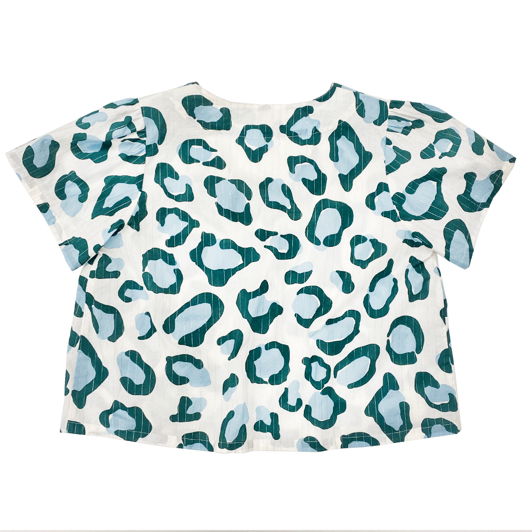 Pine Blue Oversized Leopard Ember Top