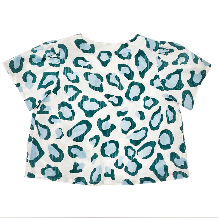 Pine Blue Oversized Leopard Ember Top