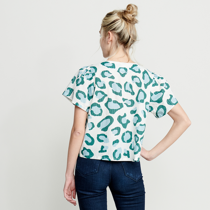 Pine Blue Oversized Leopard Ember Top