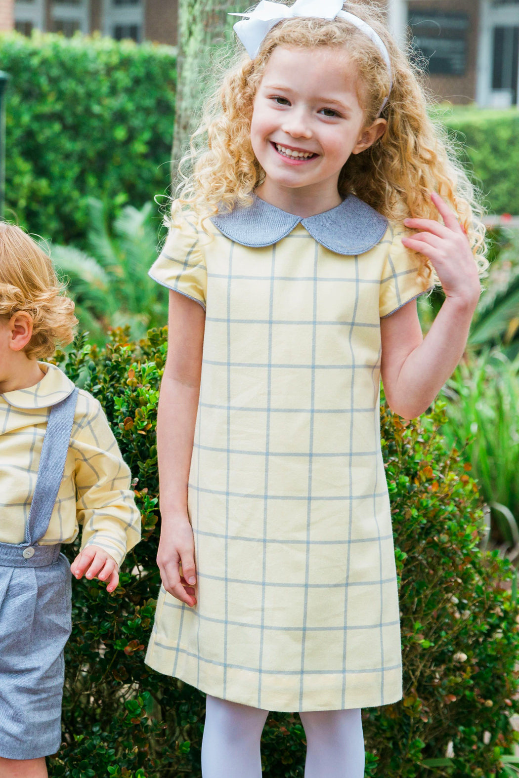 Yellow & Grey Flannel A-Line Dress