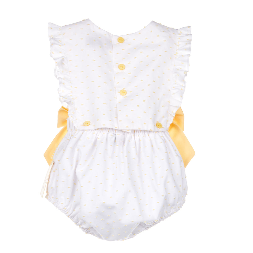 Yellow Swiss Dot Overall Bubble
